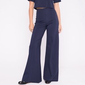 Ripley Radar Navy Ponte Knit Wide Leg Pant Blue Size Small